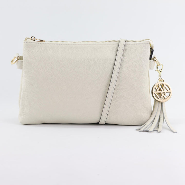 Ruby leather handbag in ivory winter white coloured pebbled leather#colour_ivory