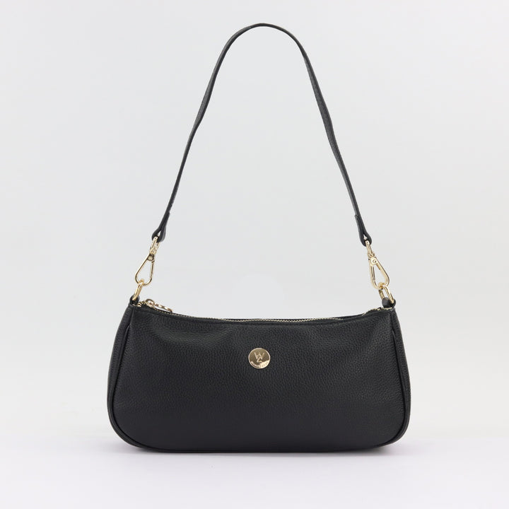 Bronte black pebbled leather shoulder bag DISCONTINUED