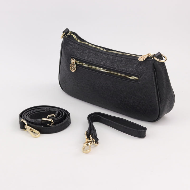 Bronte black pebbled leather shoulder bag DISCONTINUED