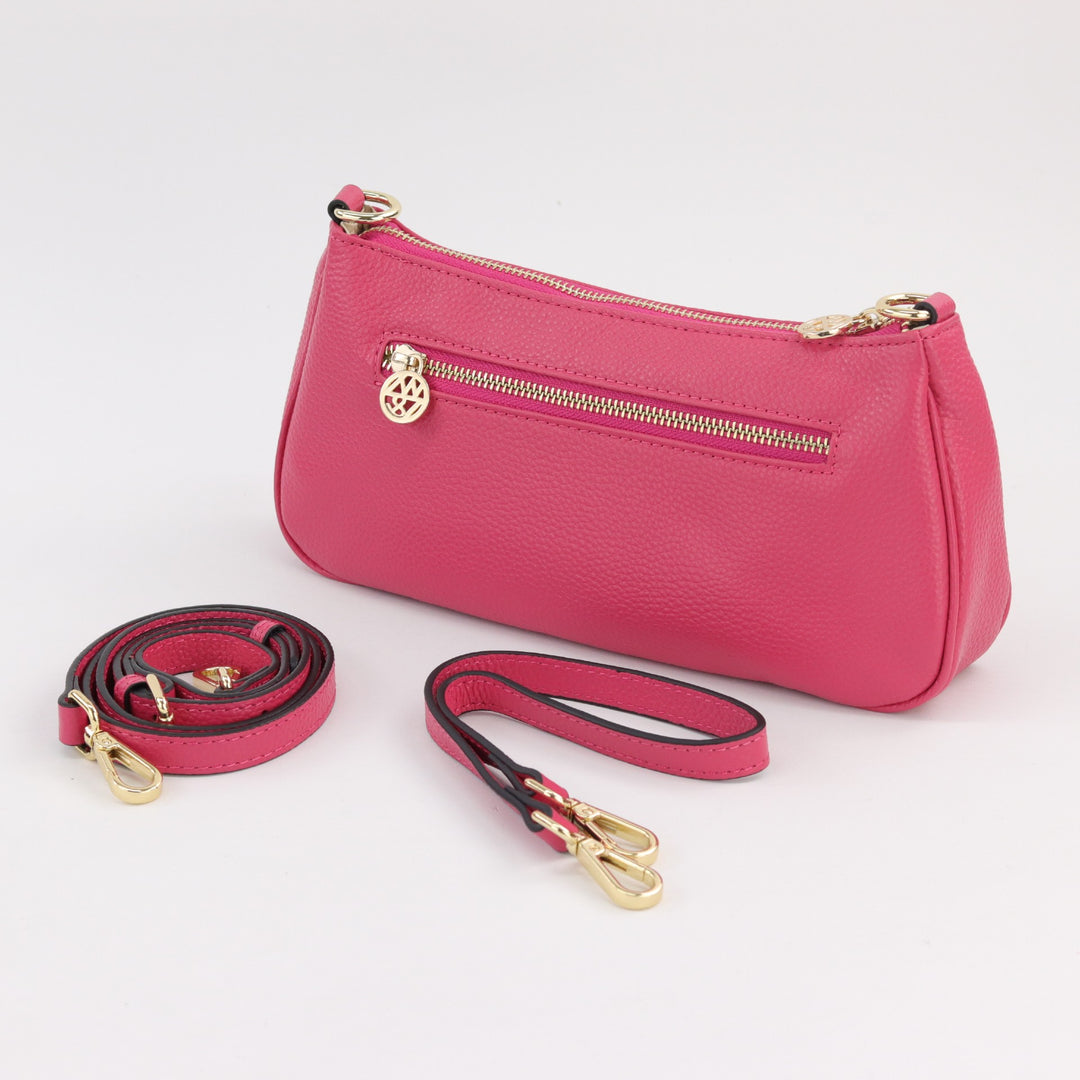 Bronte hot pink pebbled leather shoulder bag DISCONTINUED