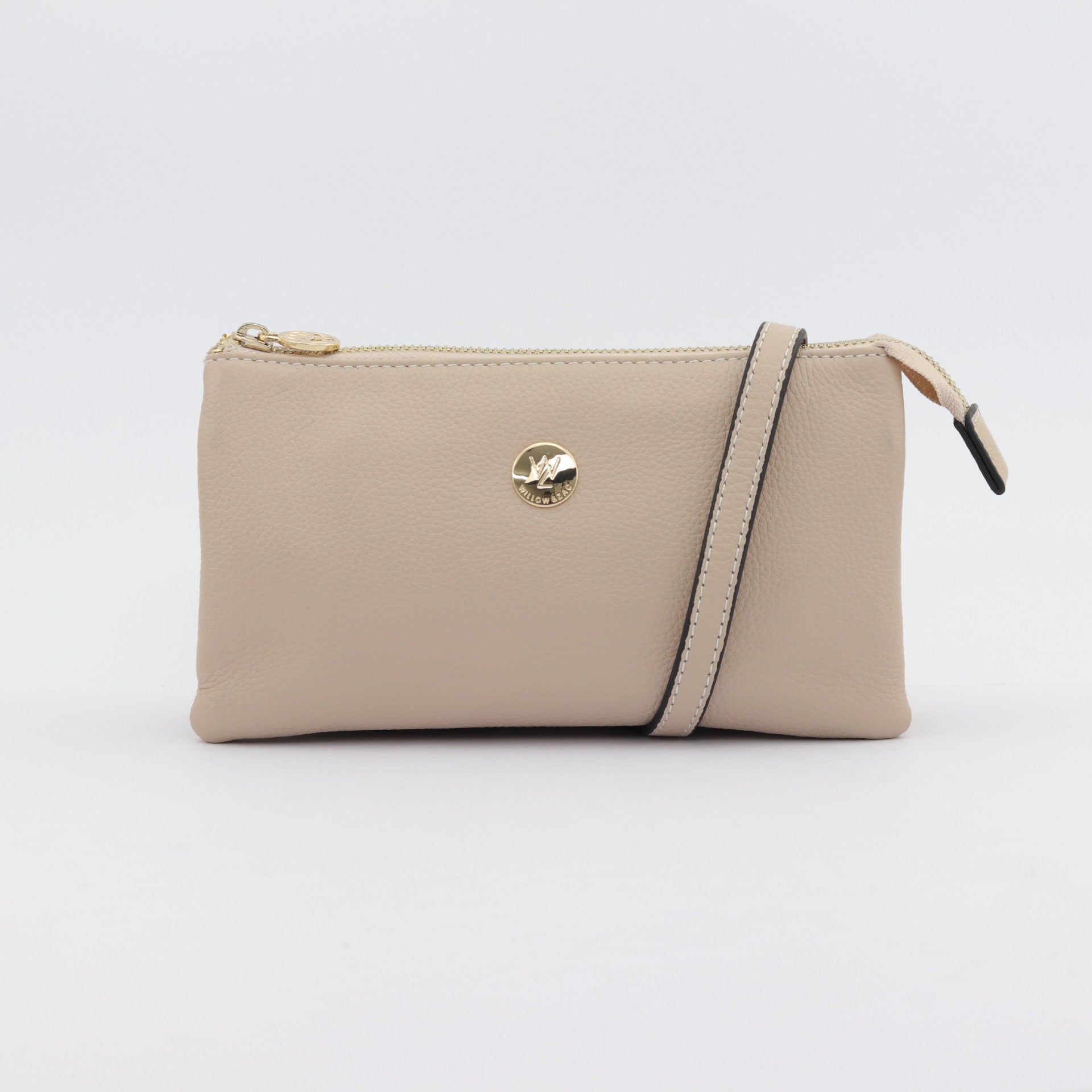 Evie nude pebbled leather clutch crossbody Willow Zac