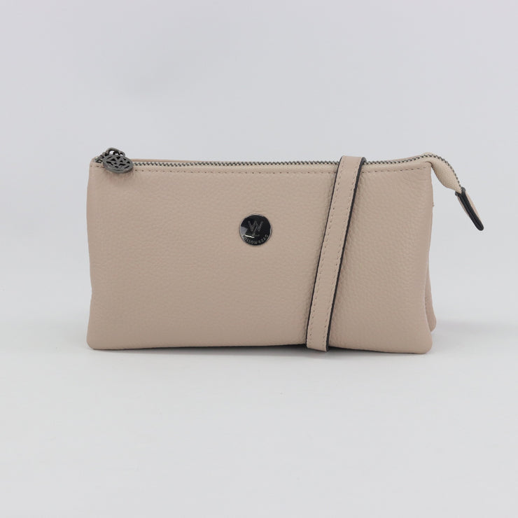Evie white pebbled leather clutch crossbody – Willow & Zac