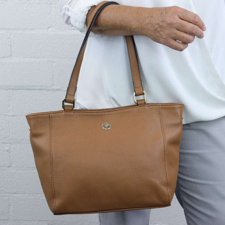 Reanna caramel leather tote DISCONTINUED